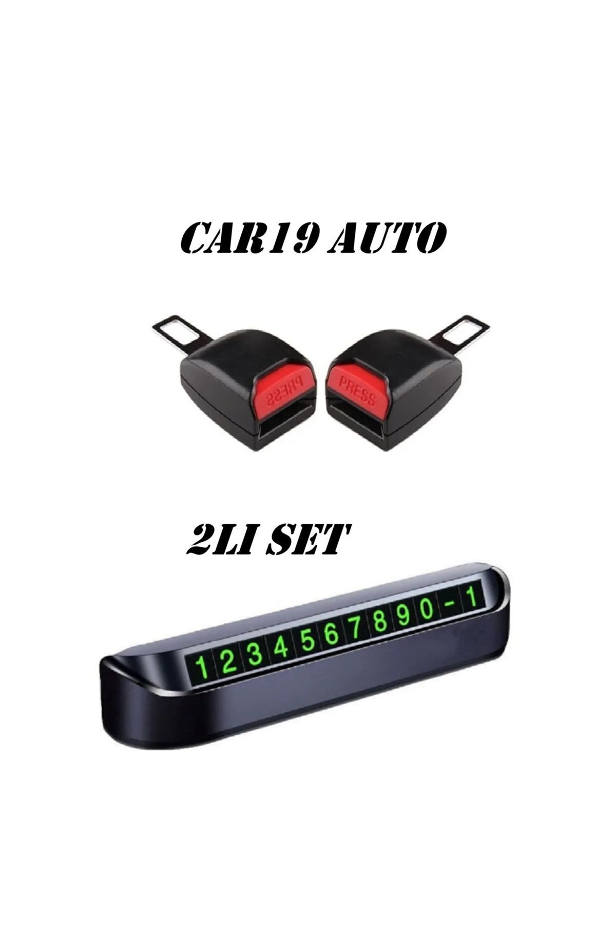2li Set Araç Içi Park Telefon Numaratör Oto Emniyet Kemer Tokası Metal Uçlu Yükseltici Aparat