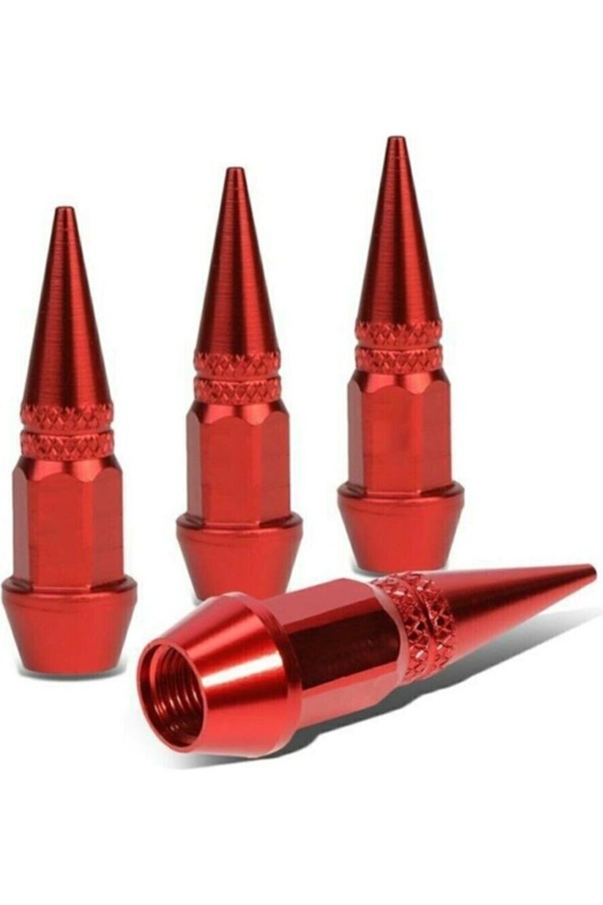 Alüminyum Sivri Sibop Kapağı Kırmızı 4'lü 60MM