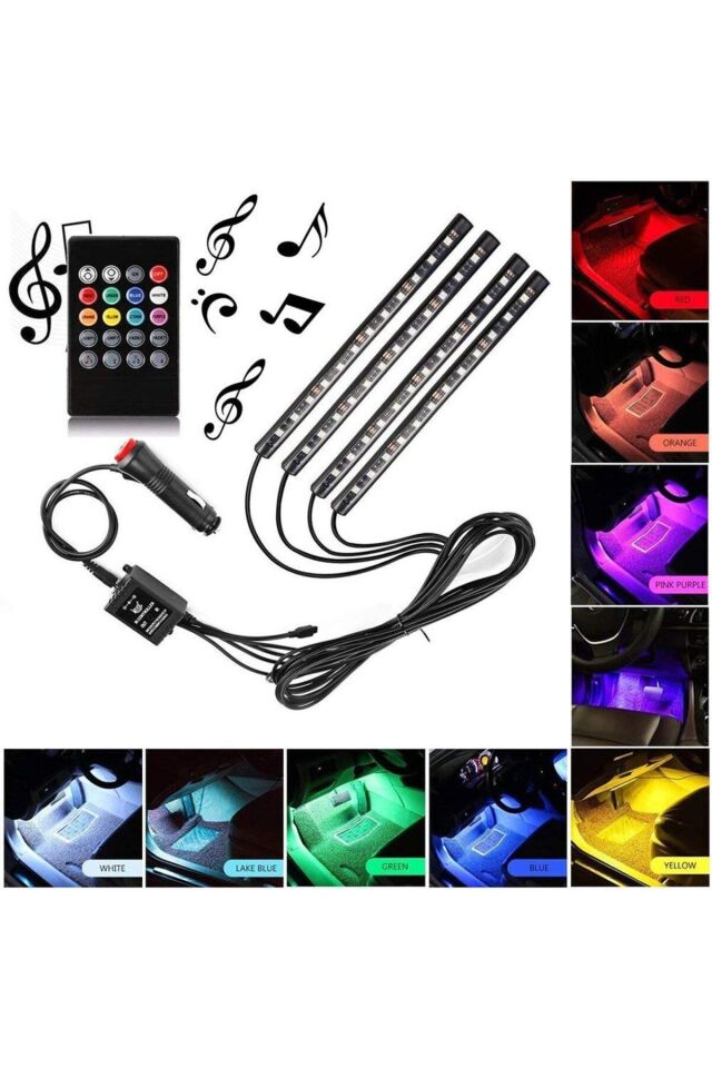 Car19 Ayak Altı Led 12 Ledli Lamba Sese Duyarlı Led Müziğe Duyarlı Led ayakaltıled