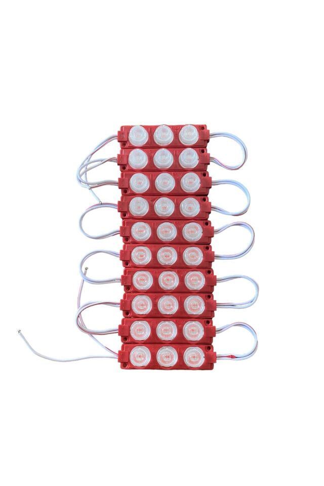 12v Camlı 3 Çipli Soft Parmak Led Lamba 10'lu Kırmızı