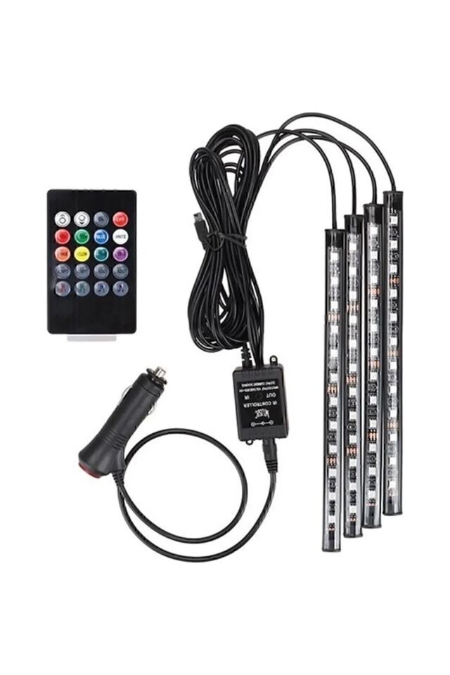 Araç Içi Ayak Altı Müziğe Ve Sese Duyarlı Rgb Renkli Kumandalı Led 12 Led