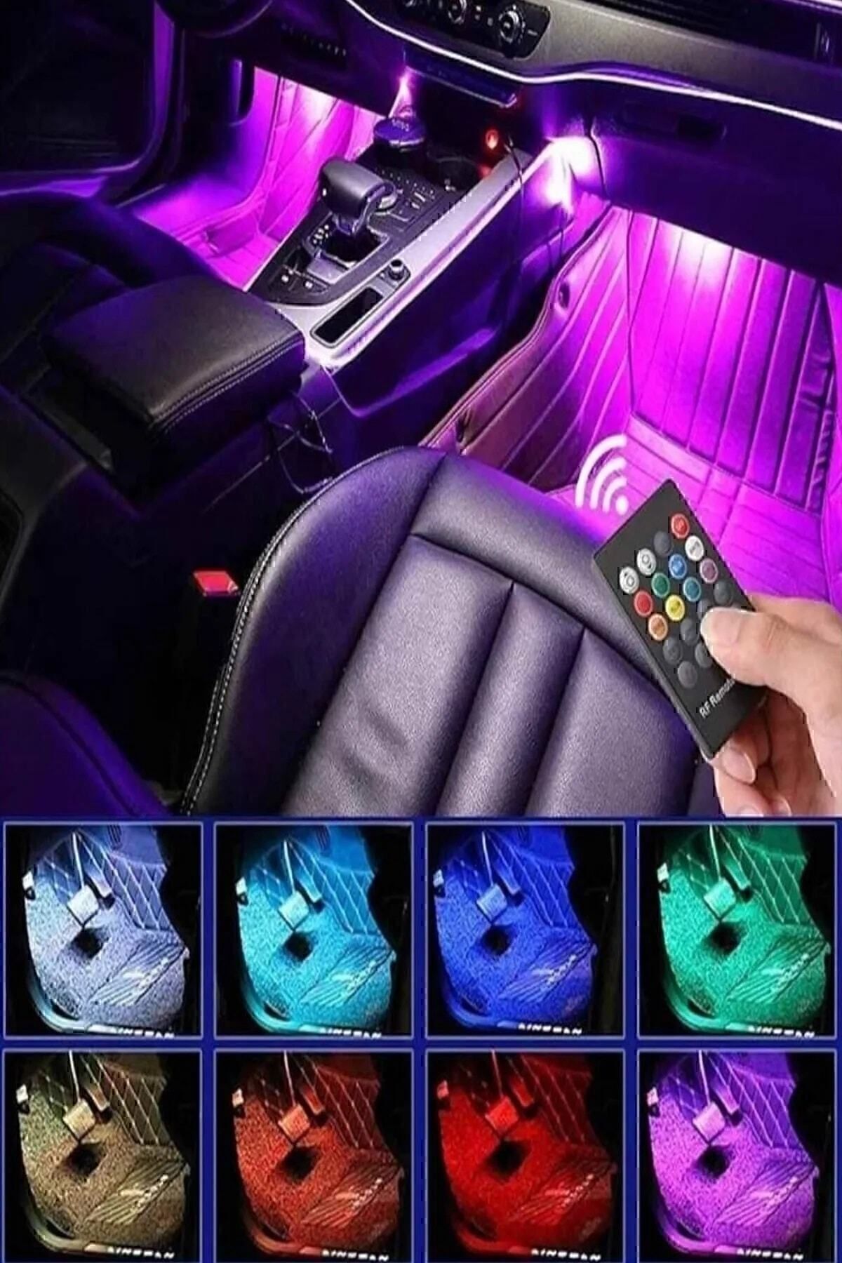 Car19 Araç Içi Ayak Altı Müziğe Ve Sese Duyarlı Rgb Renkli Kumandalı Led 12 Led