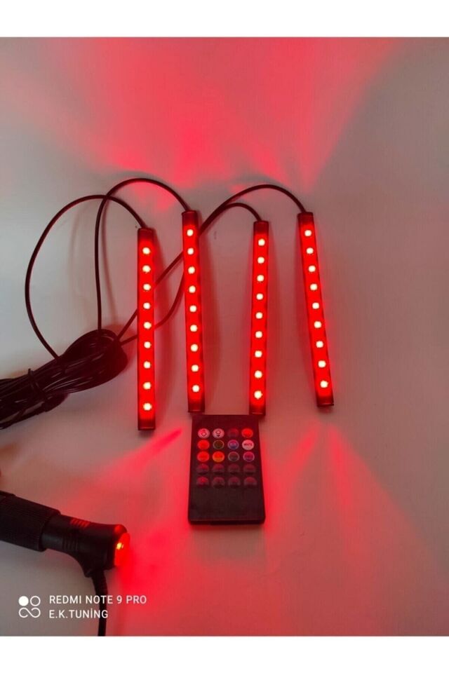 Kumandalı Araç Içi Ayak Altı Led Aydınlatma Rgb 9led Oto Şerit 12 Volt