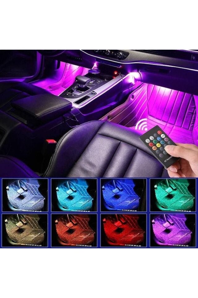 Tofaş Şahin 12v Çakmaklık Girişli 4'lü Rgb Kumandalı Sese Duyarlı Ayak Altı Led