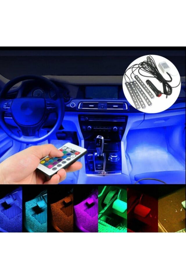Tofaş Şahin 12v Çakmaklık Girişli 4'lü Rgb Kumandalı Sese Duyarlı Ayak Altı Led