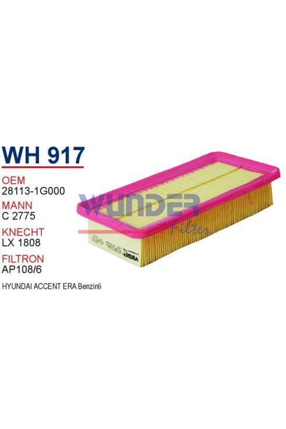 Wh917 Hava Filtresi - Hyundai Accent Era Benzinli