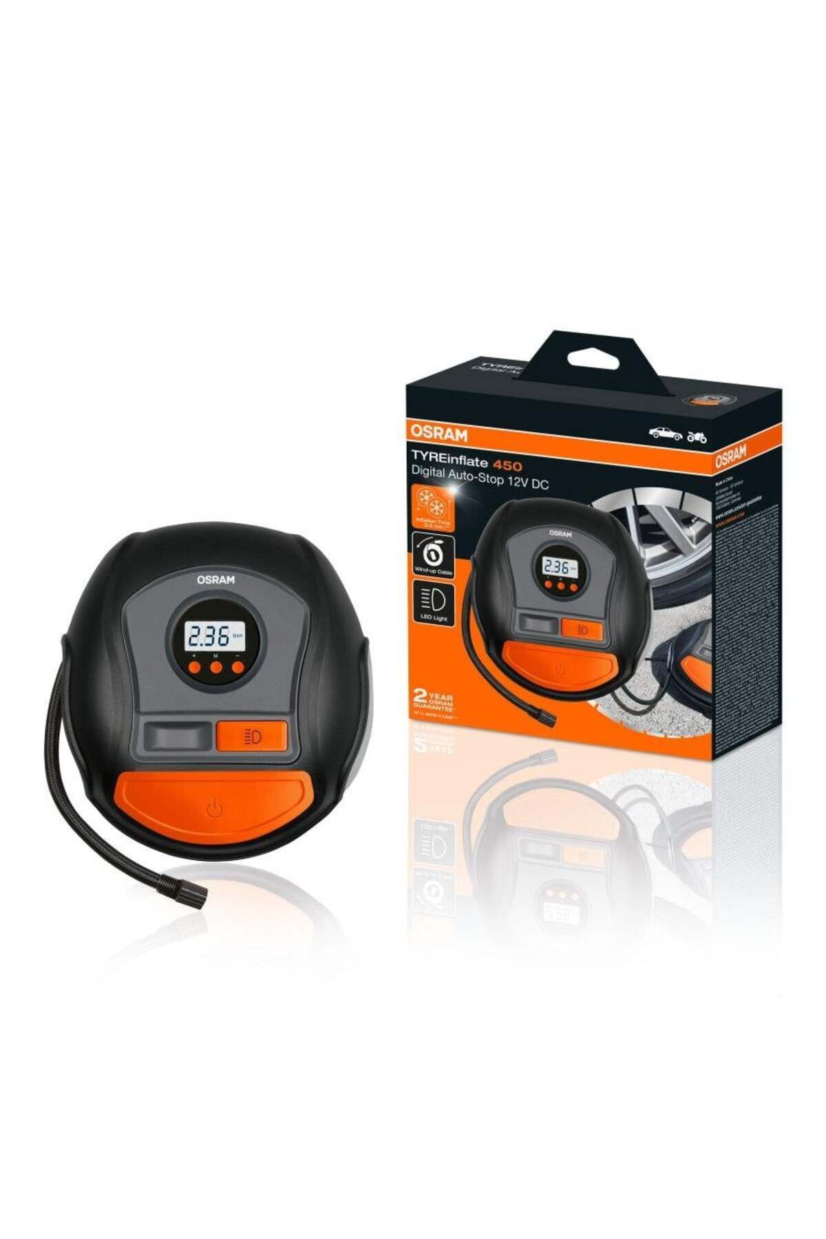 12v Lastik Şişirme Hava Kompresörü 120w (0-100 PSI / 0-6.9 BAR / 3.5 DK) (DİJİTAL)