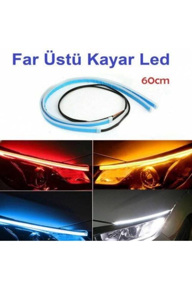 Kayar Sinyalli Led Gündüz Farı Şerit Lamba 60cm Far Üstü Kayar Led ( Animasyonlu )