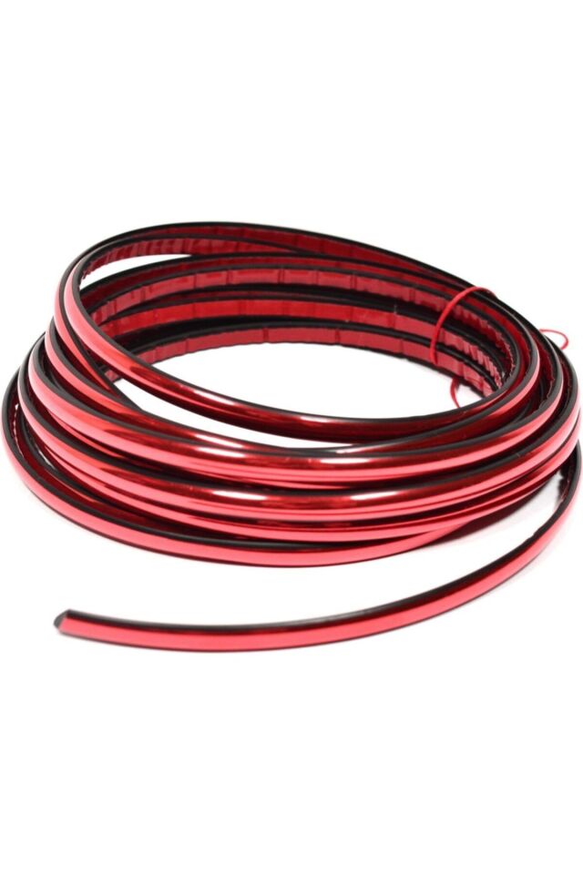 Parlak Kırmızı 6mm Nikelaj Şerit 5 Metre