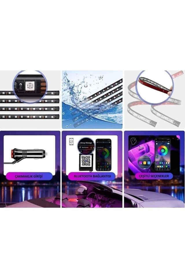 Nkt Group Araç Içi Aydınlatma 12 Ledli Kumandalı Müziğe Duyarlı Ayak Altı Led