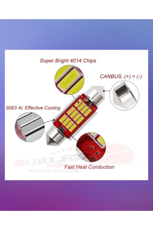 2 Adet Sofit Led Ampül Siemens Tipi 12 Ledli Beyaz Sofit Tavan Ve Plaka Ampülü 39 Mm Canbus