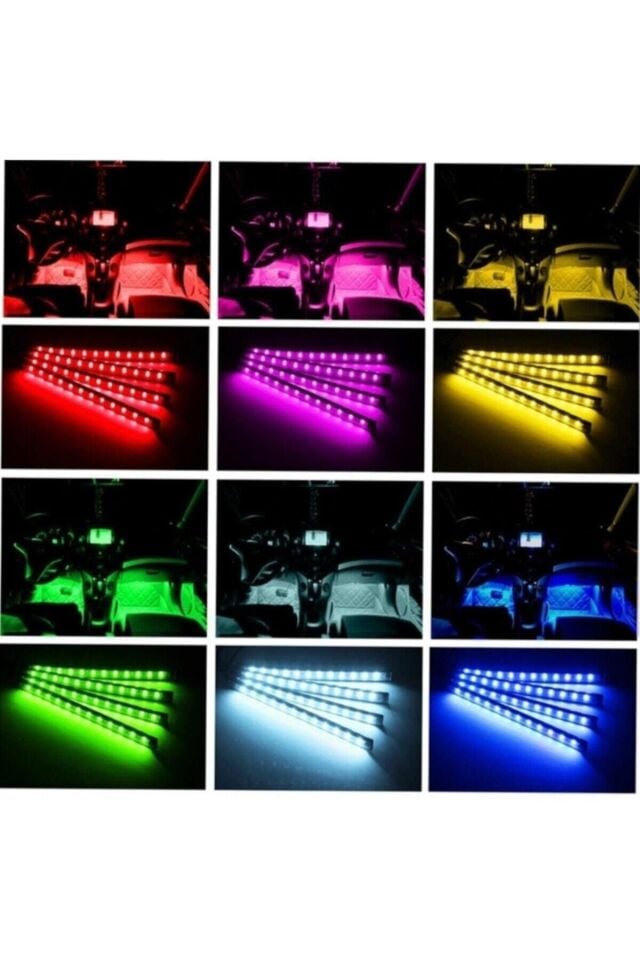 Tiger Marketing Ayak Altı Led 9 Ledli Sese Duyarlı Led Araç Içi Kumandalı Rgb Müziğe Duyarlı Led