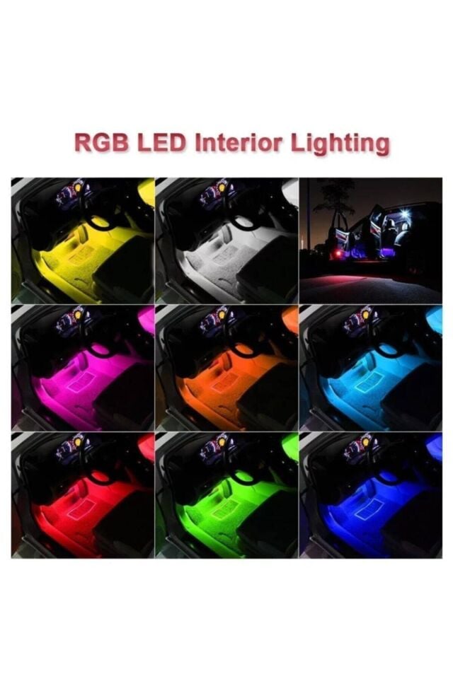 Tiger Marketing Ayak Altı Led 9 Ledli Sese Duyarlı Led Araç Içi Kumandalı Rgb Müziğe Duyarlı Led