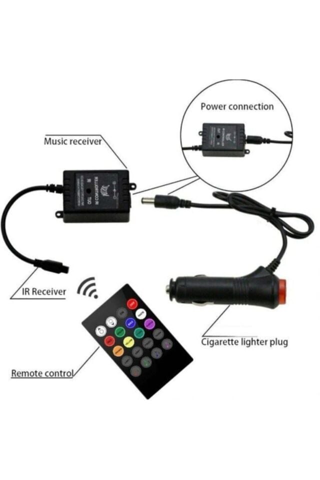 Tiger Marketing Ayak Altı Led 9 Ledli Sese Duyarlı Led Araç Içi Kumandalı Rgb Müziğe Duyarlı Led