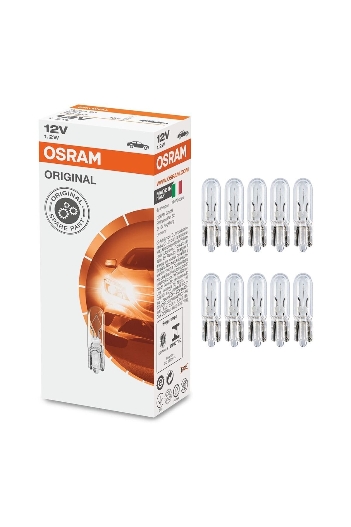 2721 12v T5 1.2w Dipsiz Gösterge Ampulü 10 Adet