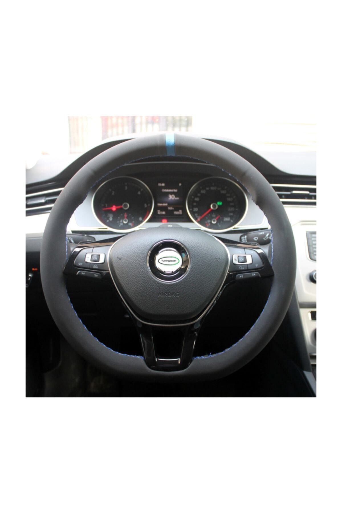 Yüzüklü Alcantara Model Dikişli Oto Direksiyon Kılıfı