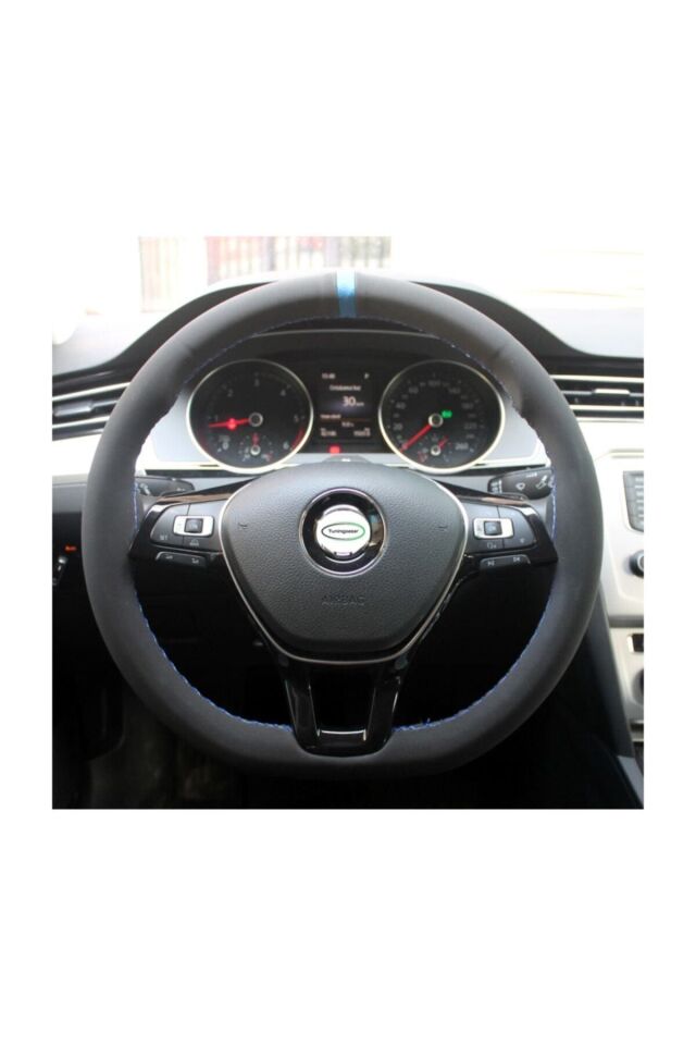Yüzüklü Alcantara Model Dikişli Oto Direksiyon Kılıfı