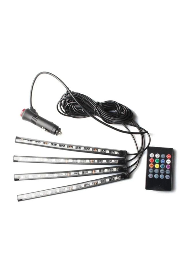 Araç Içi Aydınlatma Kumandalı Müziğe Duyarl 12 Led Ayak Altı Led - 7 Renk Rgb Pra-443095-7597